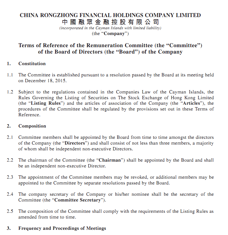 Announcements and Notices -[Terms of Reference of the Remuneration Committees]